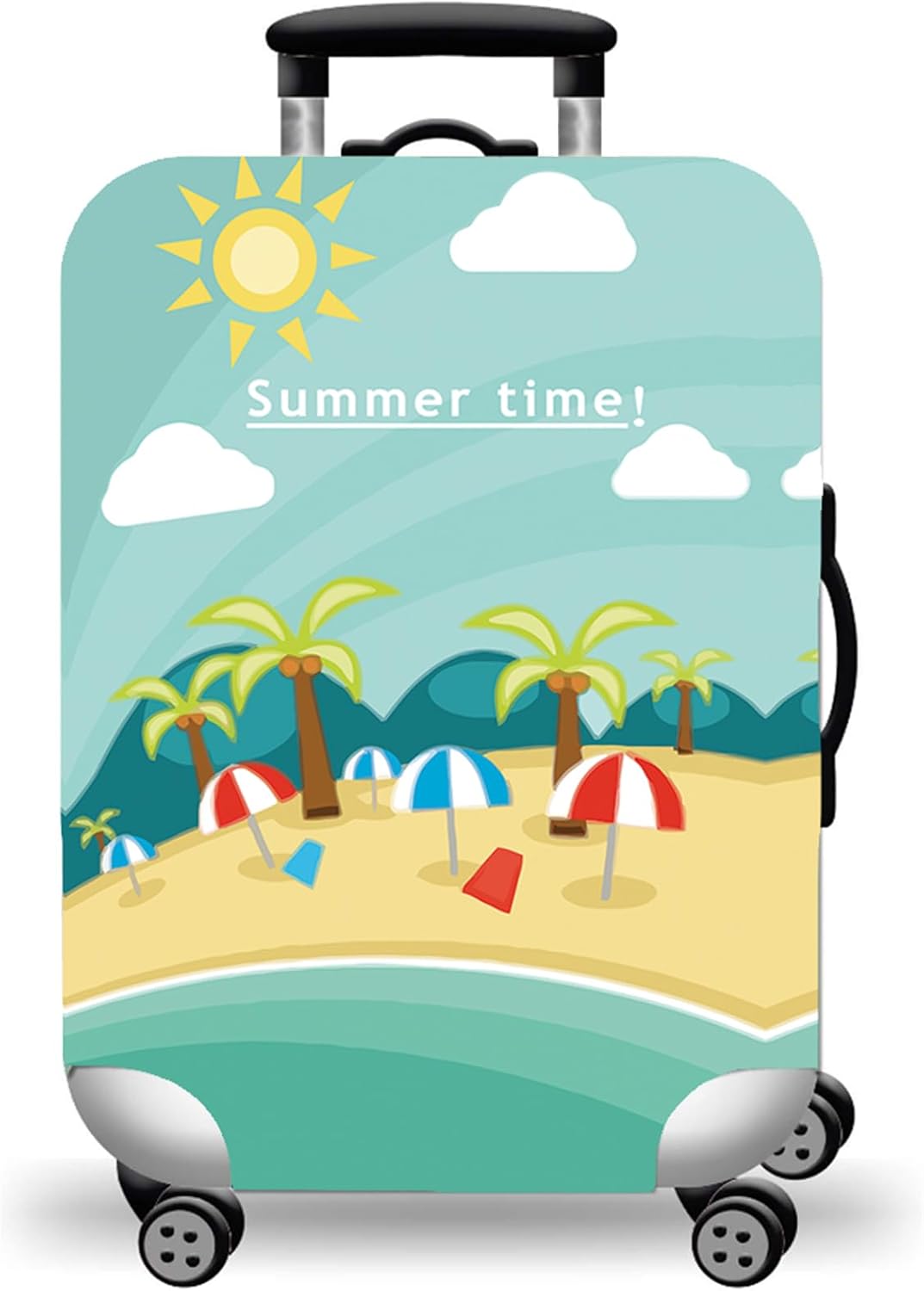 WUJIAONIAO Travel Luggage Cover Baggage Suitcase Cover Protector Skins 18-32 Inch (Beach, L (for 25-28 inch luggage))