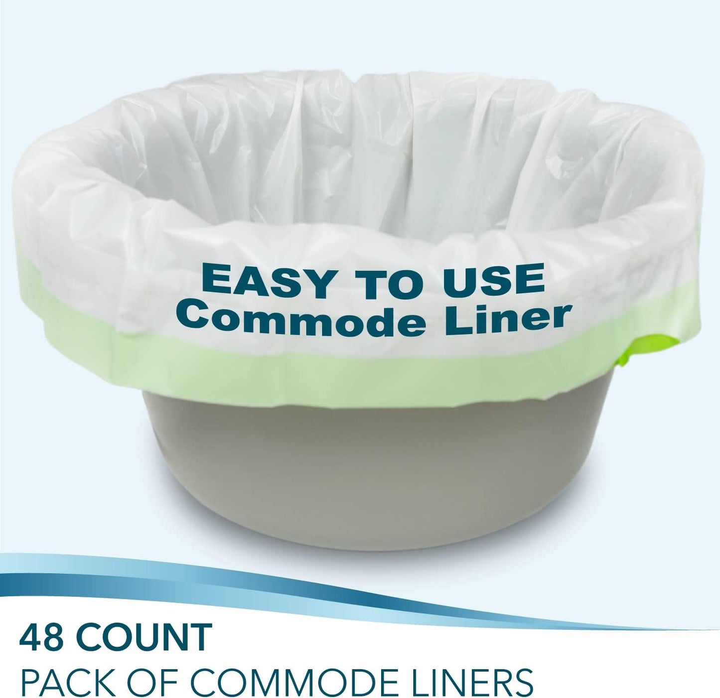 Disposable Bedside Commode Liners for Adult Portable Toilet Chair Seat Bucket and Bedpan | Value Pack of 48 Waste Bags | Universal Fit Liners for Home Medical Care
