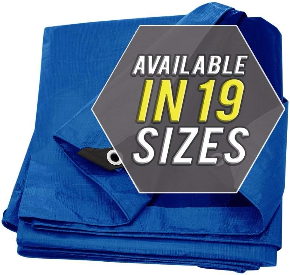 Large Waterproof Tarp - Heavy Duty 5 Mil Thick Poly Tarpaulin Ideal for Canopy Tents, Boats, RV or Pool Covers - Multipurpose Protective Tarps with Grommets for Indoor and Outdoor Use | 100' x 100'