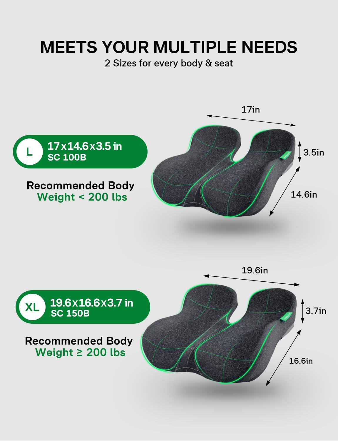 Medisana Seat Cushion, SC 100B Seat Cushions for Office Chairs, Car Seat, Wheelchair - Sciatica & Tailbone & Coccyx Pain Relief Pillow for Driver Sedentary People（Size:17 * 14.6 * 3.54 in-Black