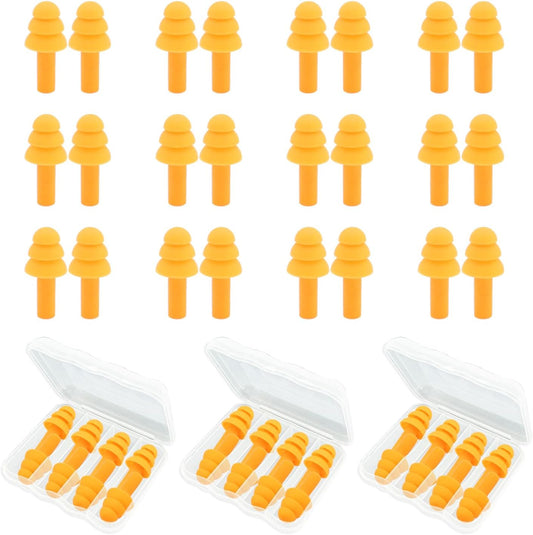 Ear Plugs for Sleeping,12 Pair Earplugs Noise Canceling Soft Silicone Ear Plug Reusable Earplugs for Sleep,Concert,Swimming,Study,Loud Noise,Snoring(Orange)