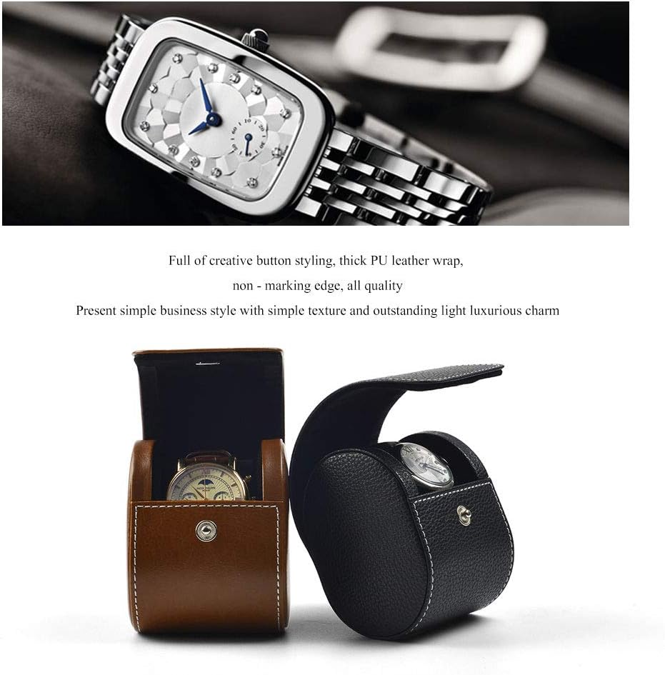 Oirlv Luxury Leather Watch Storage Box Travel Single Watch Case Watch Gift Box for Christmas Anniversary Birthday(Brown)