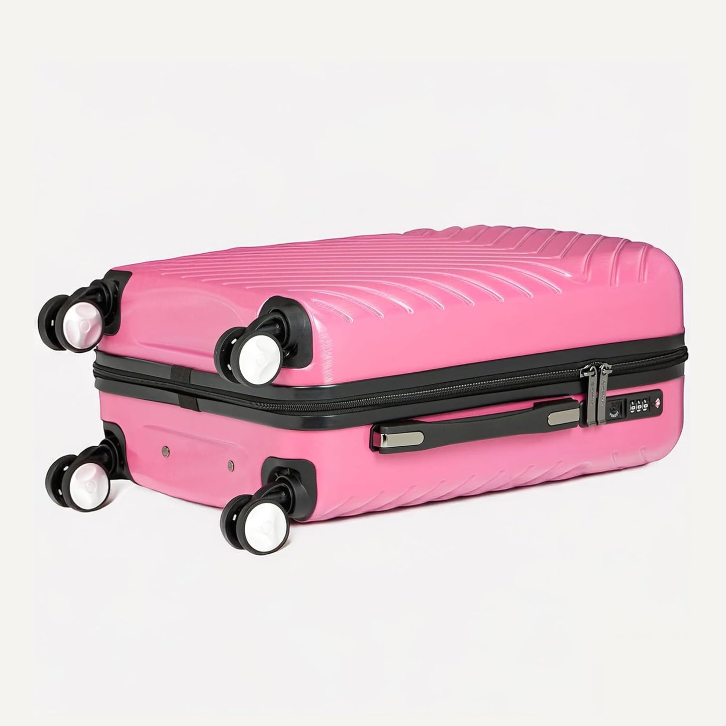 Amazon Basics 21" Hardside Carry-On Luggage with TSA Lock, Hardshell Suitcase With Wheels, Expandable For 25% More Capacity, With Scratch-Resistant Geometric Surface, 4 Multi-directional Wheels, Pink