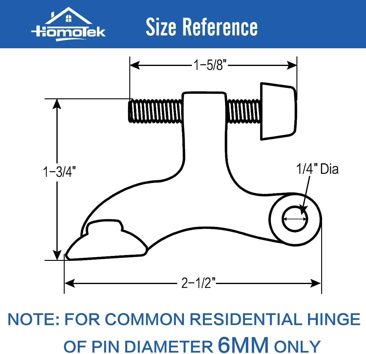 HOMOTEK 36 Pack Hinge Pin Satin Nickel Door Stopper,Adjustable Deluxe Heavy Duty Door Stopper 2-1/2"x1-3/4,with White Rubber Bumper Tips…