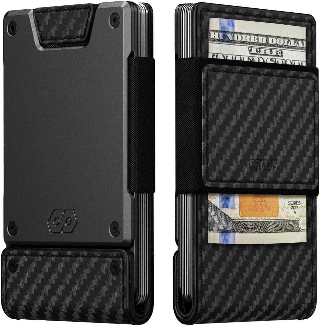 PROOF Wallet | Slim Minimalist Wallets for Men | Leather & Metal | RFID Wallet | Front/Back Pocket | Gift Box | Veteran Owned