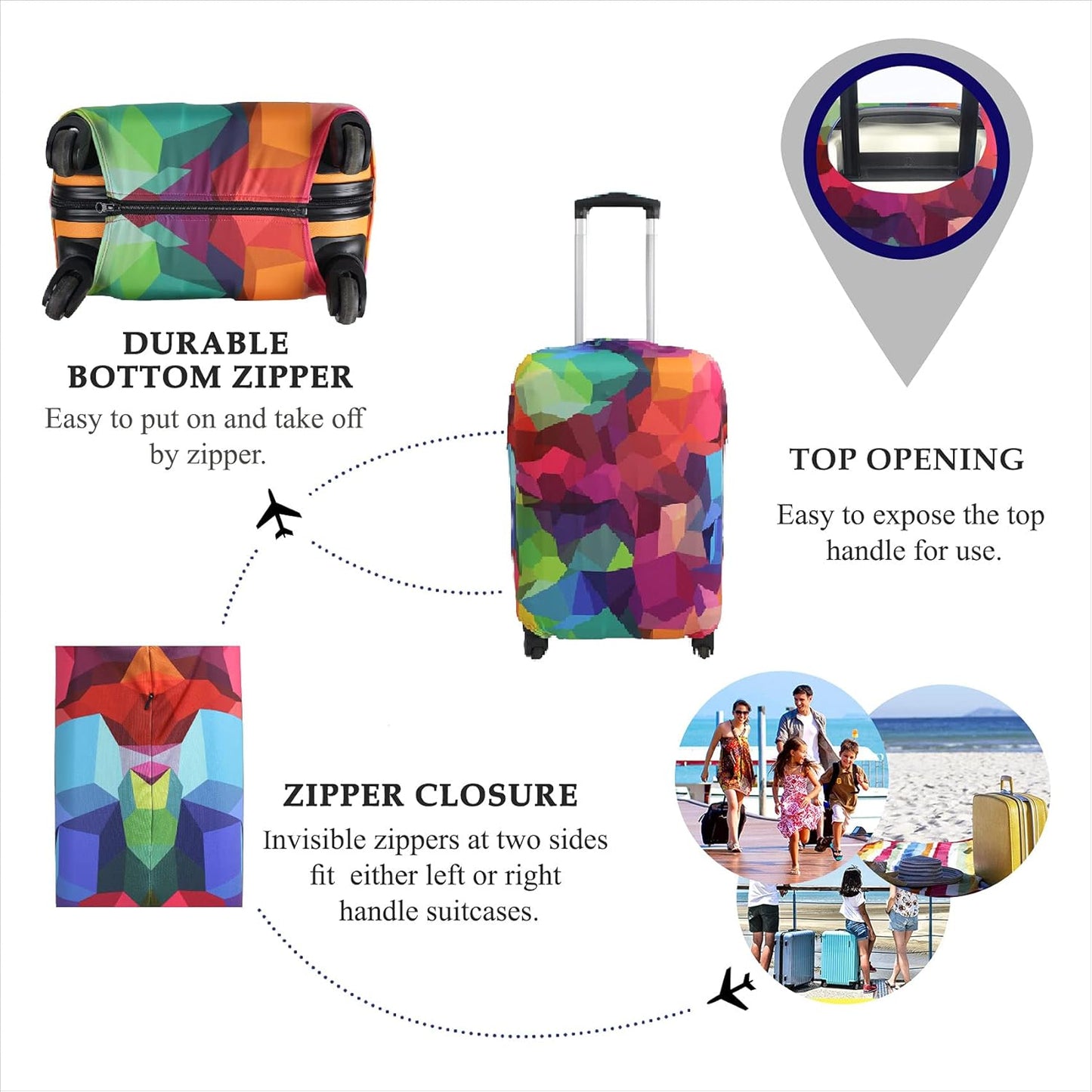 Explore Land Travel Luggage Cover Suitcase Protector Fits 27-30 Inch Case (Geometry, L)