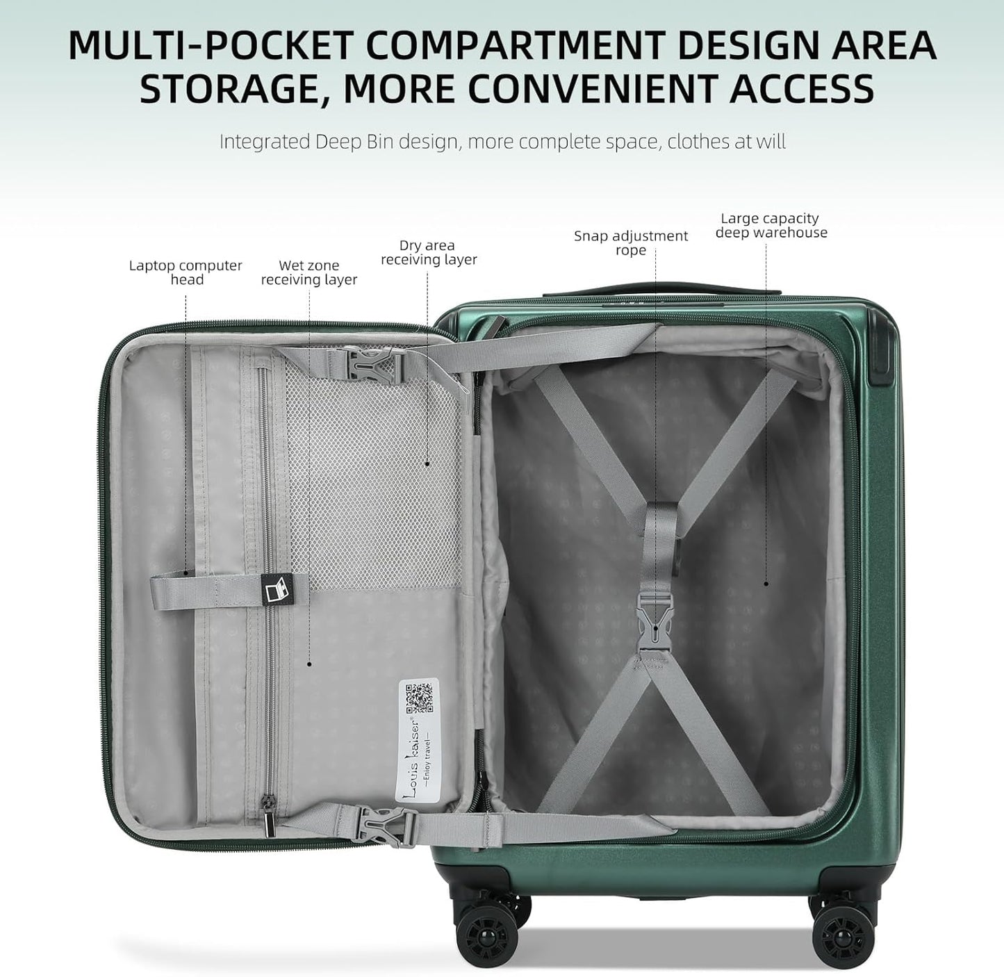 Carry On Luggage, 20Inch & 29 Inch Top Opening Airline Approved ABS+PC Hard Shell Suitcases with Silent Wheels, TSA Lock,Front Pocket and Wet-dry Separated Six-piece Set