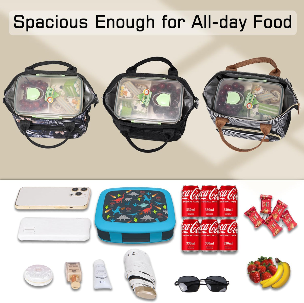 Hibiscus Small Lunch Bag Lightweight Insulated Lunch Box for Women Work Portable Soft Cooler for Picnic Travel Road Trips, Loncheras para Mujer