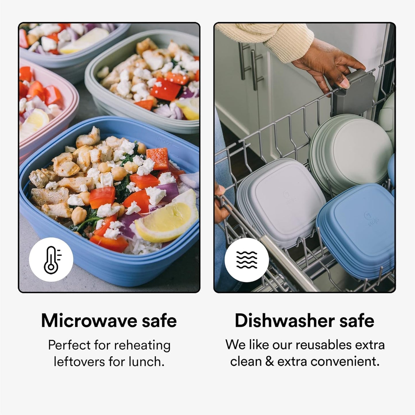 STOJO Collapsible Sandwich Box – 24oz, Reusable Food Storage Container, Silicone Bowl for Hot/Cold Food – Meal Prep, Lunch, Camping, Hiking – Dishwasher Safe (Set of 1, Aquamarine)