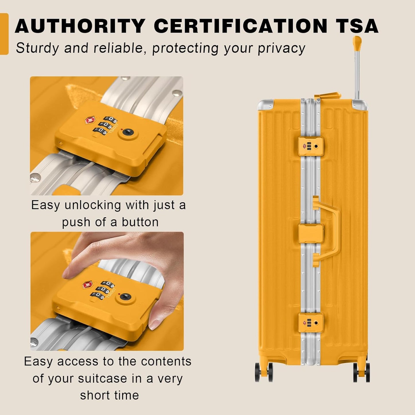 AnyZip Luggage PC+ABS Aluminum Frame Zipperless Checked Luggage Hard Shell Suitcase with TSA Lock Double Spinner Wheels 28 Inch Haze Blue