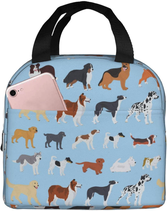 Cute Dog Lunch Box Puppy Lunch Bag Insulated Reusable Lunch Tote Bag Cooler Tote Bag for Men Women