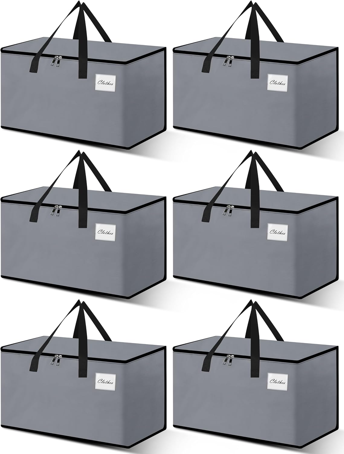 Heavy Duty Moving Bags - Extra Large Packing Bags and Storage Totes, Collapsible and Foldable Option for Moving and Storage, Grey, 93 L - 6 Pack