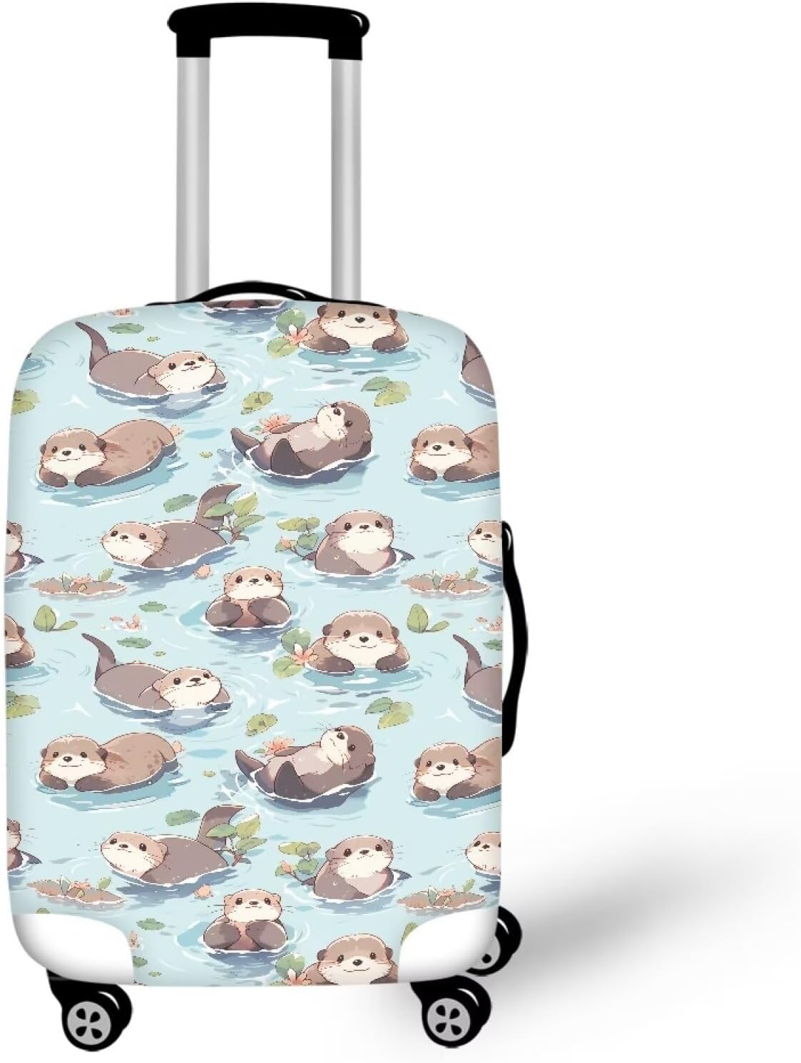 Otter Print Suitcase Cover Fit 18-21 Inch Travel Luggage Covers with Zipper Non Slip Luggage Cover for Suitcase Zip Closure Elastic Suitcase Cover Protector Cute Baggage Cover