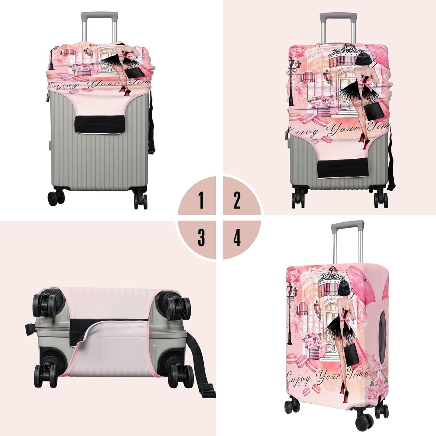 Travel Luggage Cover Suitcase Protector Fits 18-32 Inch Wheel Covers PatternedTravel Related Items Flower Luggage Protector Elastic XL