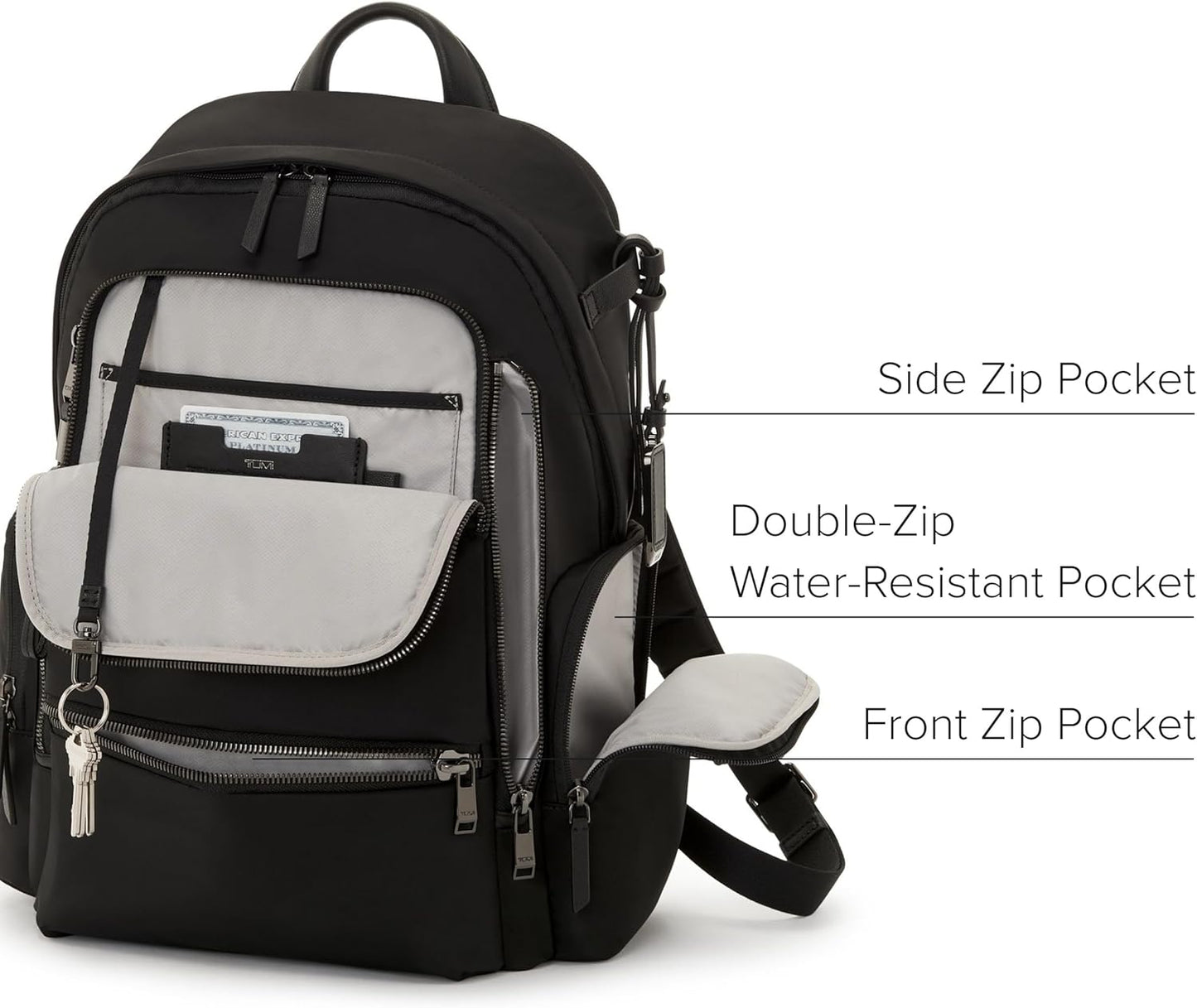 TUMI - Voyageur Celina Backpack - Women's Work and Travel Bag - 16.0" X 10.6" X 6.5" - Holds Up to 16" Laptop - Black & Gunmetal Hardware