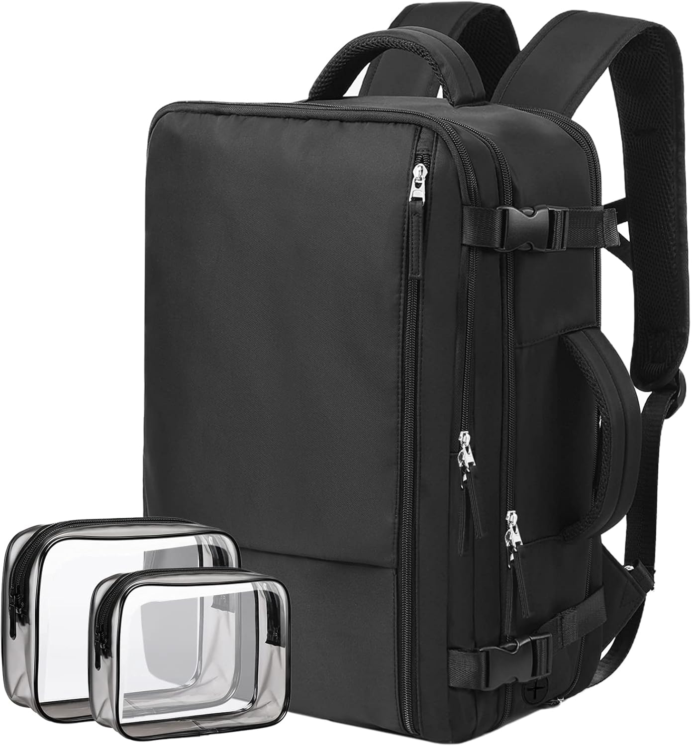 Hanples Travel Backpack for Women Men, Large Carry On Person Item Luggage Backpack, TSA Flight Approved 17.3 In Laptop Bag, Waterproof anti theft Casual Hiking Bag (Black)