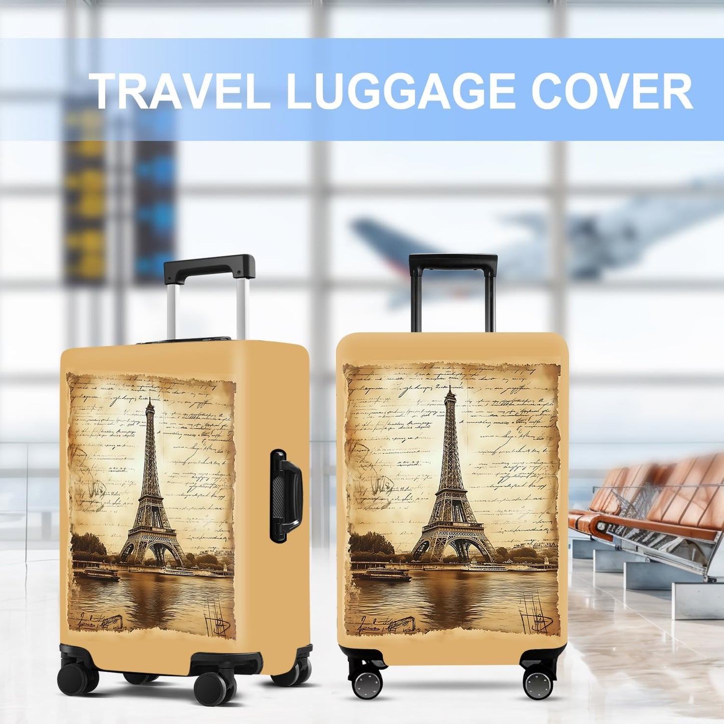 Luggage Cover Washable Suitcase Protector Anti-scratch Suitcase cover Fits 20-34 Inch Luggage (Tower-3, S(20-22inch suitcase))