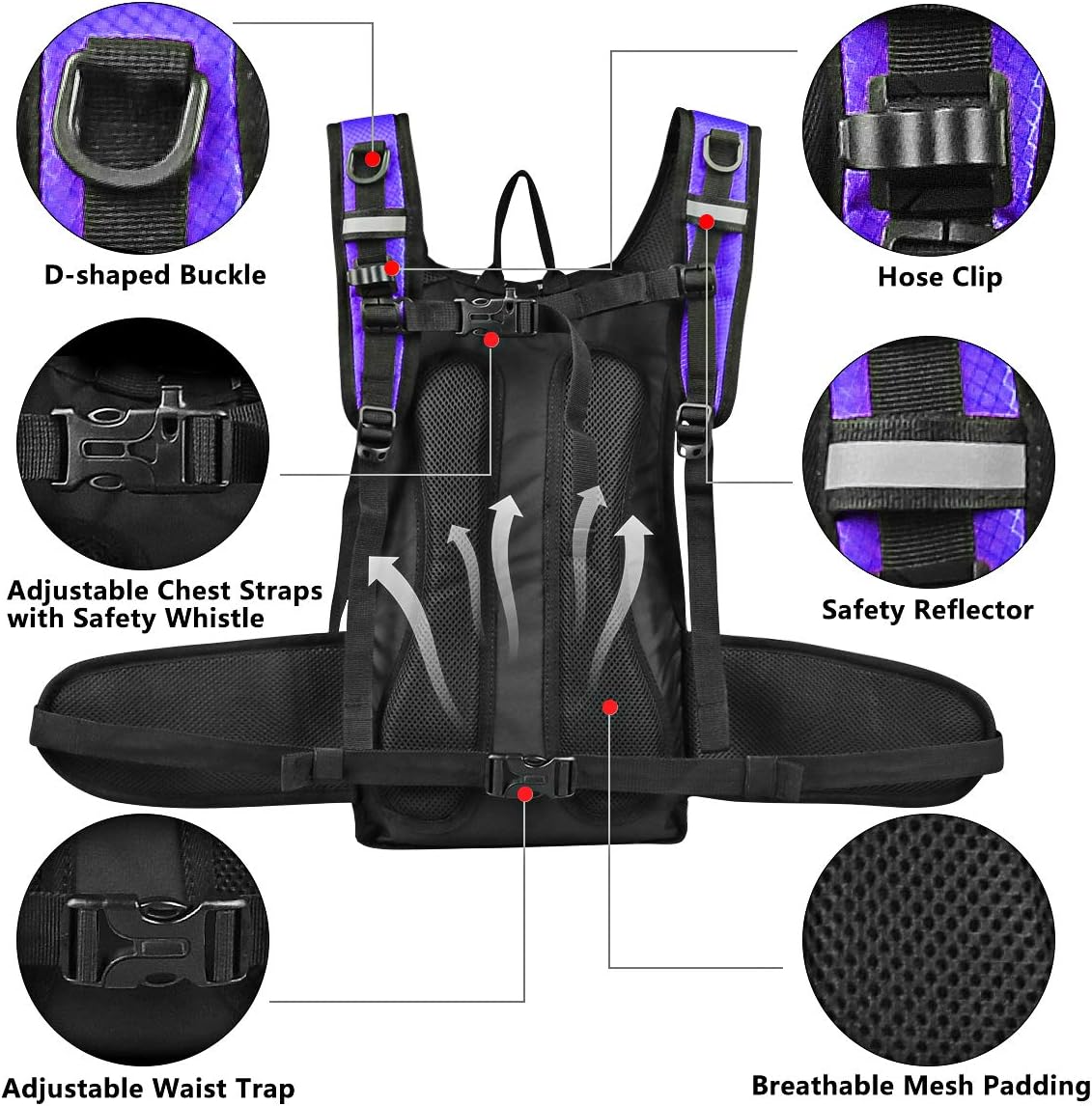 Insulated Hydration Pack Backpack with 3L BPA Free Leak-Proof Water Bladder, Keep Liquids Cool for Up to 5 Hours, Daypack for Hiking, Running, Cycling, Hunting, Climbing