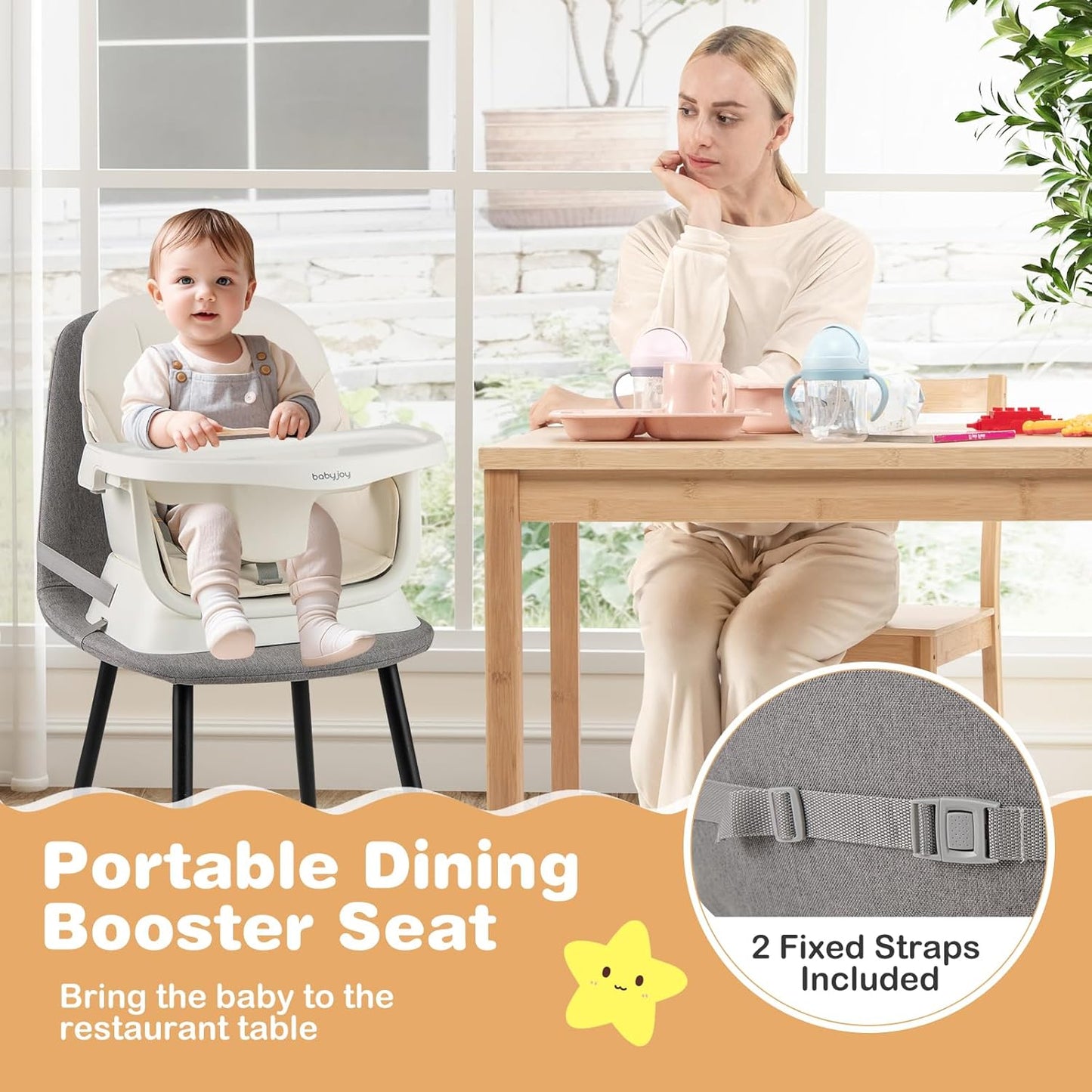 BABY JOY 16 in 1 High Chair, Convertible Baby Highchair for Babies and Toddlers with Activity Center, Booster Seat, Building Block Table, Toddler Chair with Safety Harness, Removable Tray (White)