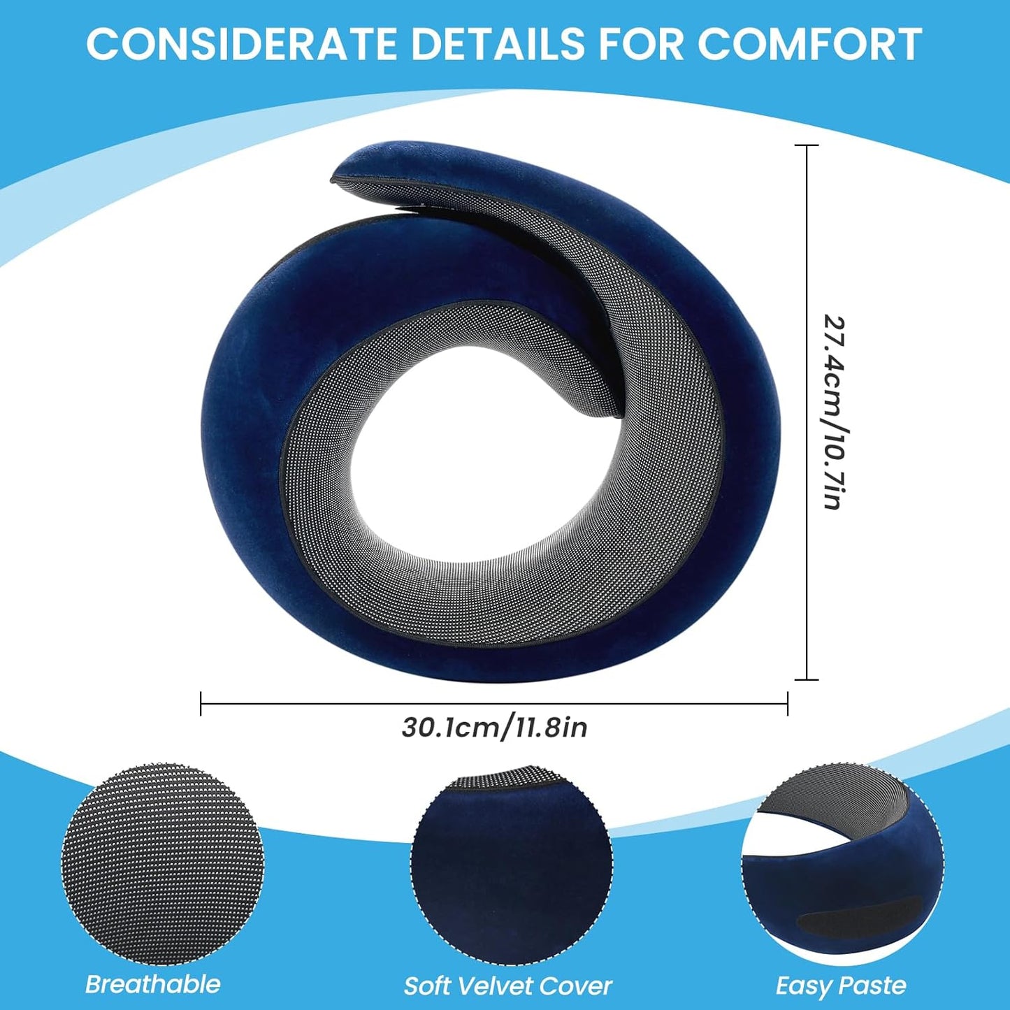 Neck Pillow, Travel Pillow uses Memory Foam to Support Neck Comfort, Ideal Companion for Airplane and car Travel, Compact, Convenient, and Versatile Airplane Sleep Pillow(Dark Blue)