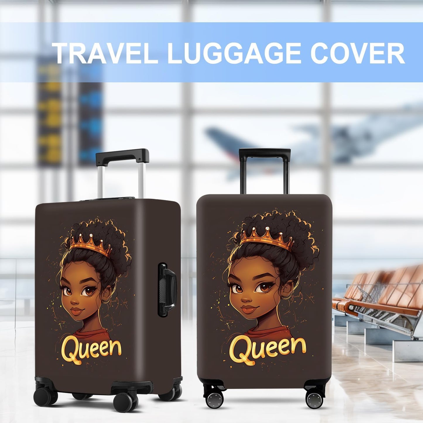 Luggage Cover Washable Suitcase Protector Anti-scratch Suitcase cover Fits 20-34 Inch Luggage (Girl-5, S(20-22inch suitcase))