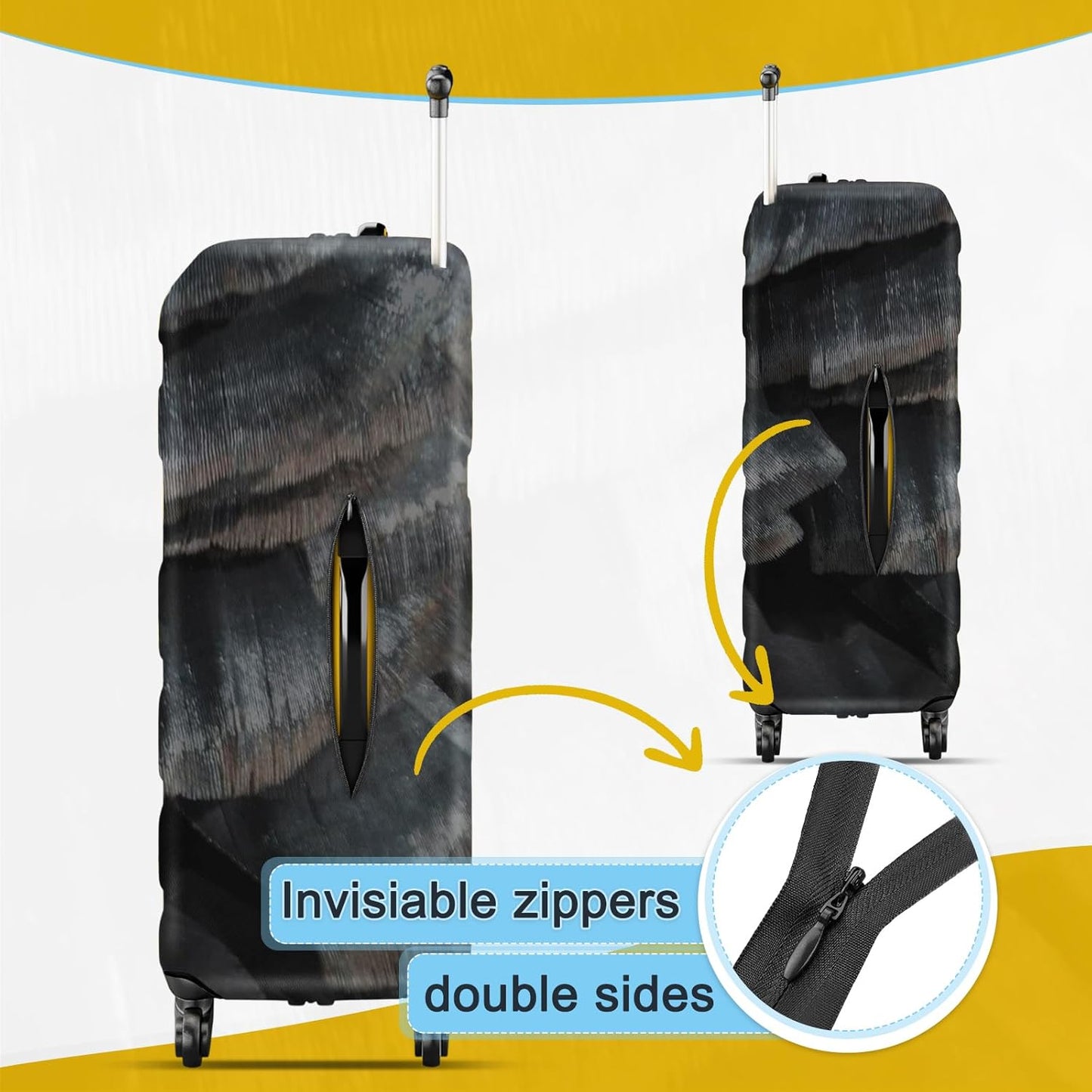 20/24/28 Inch PVC Luggage Protector Covers for TSA Approved 3 PCS Clear Suitcase Cover Protector Transparent Luggage Protective Cover Set (Painting, 20/24/28(3 sizes))