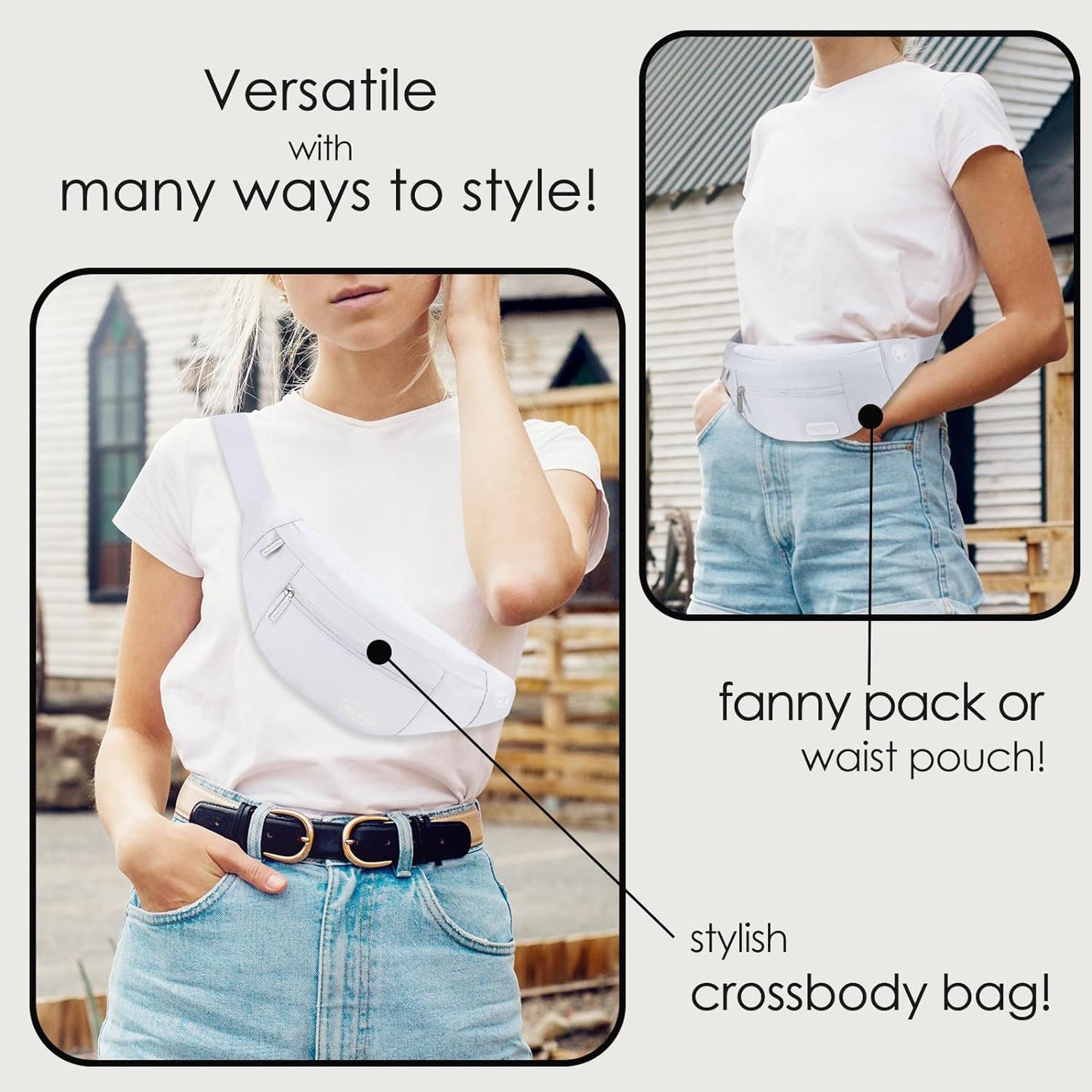 MAXTOP Large Crossbody Fanny Pack with 4-Zipper Pockets,Gifts for Enjoy Sports Festival Workout Traveling Running Casual Hands-Free Wallets Waist Pack Phone Bag Carrying All Phones