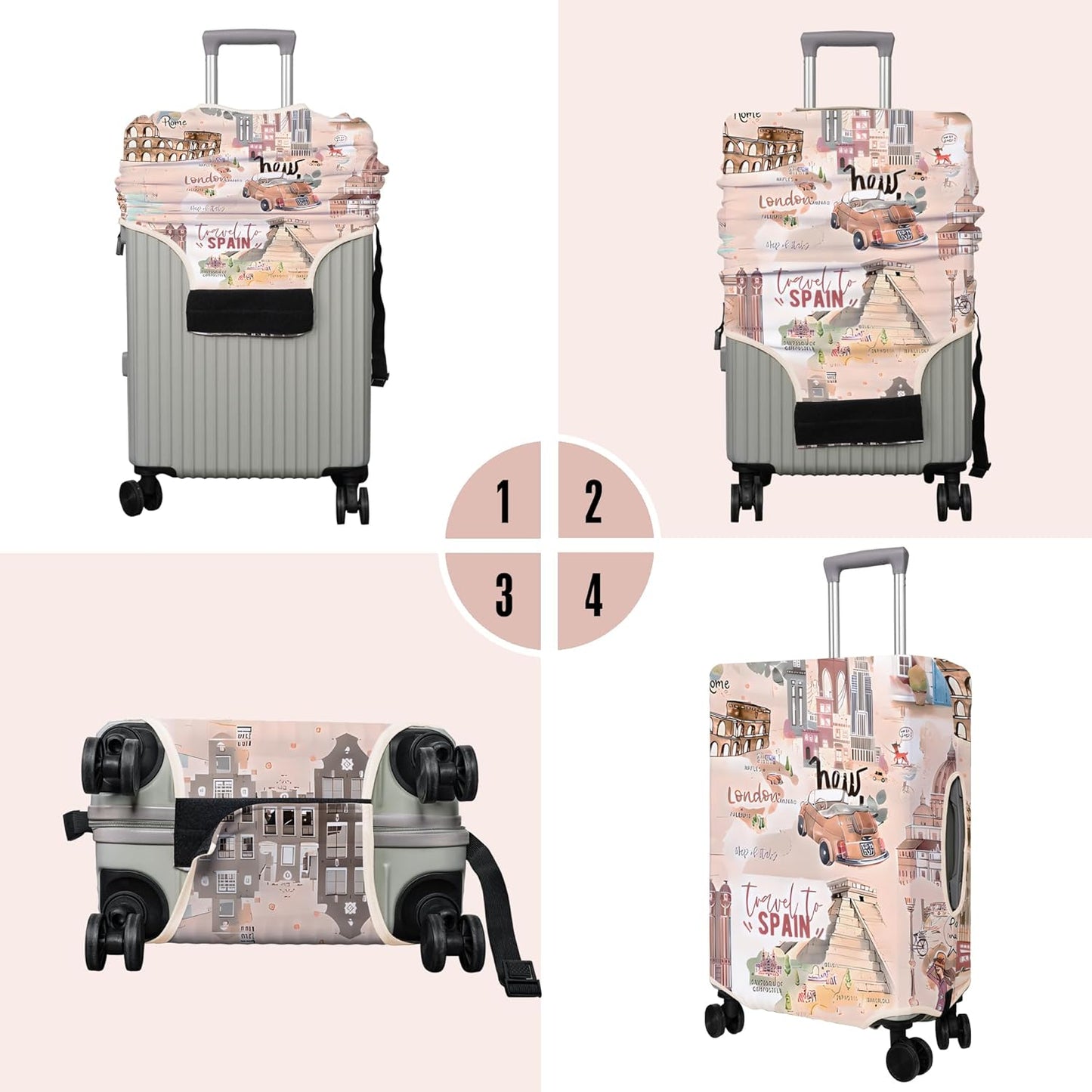 Travel Luggage Cover Suitcase Protector Fits 18-32 Inch Wheel Covers PatternedTravel Related Items Flower Luggage Protector Elastic S
