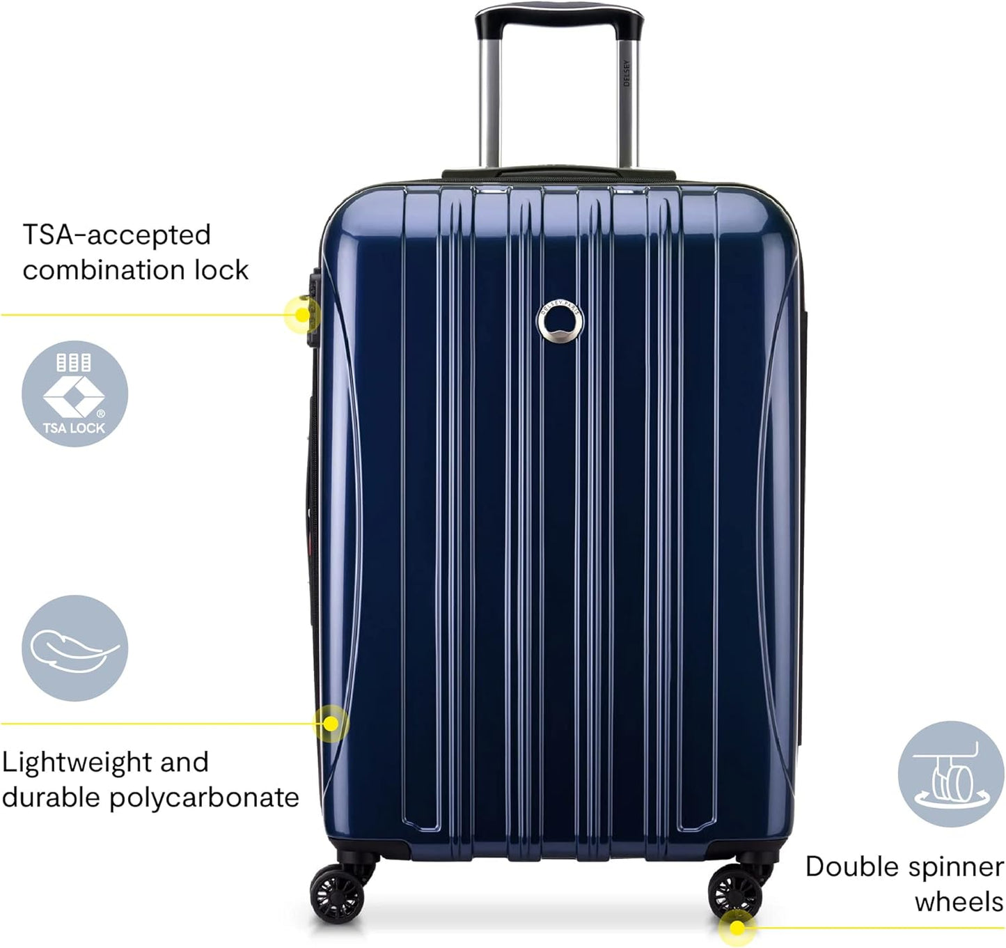 DELSEY PARIS Helium Aero Hardside Expandable Luggage with Spinner Wheels, Metallic Green, Carry-On 21 Inch