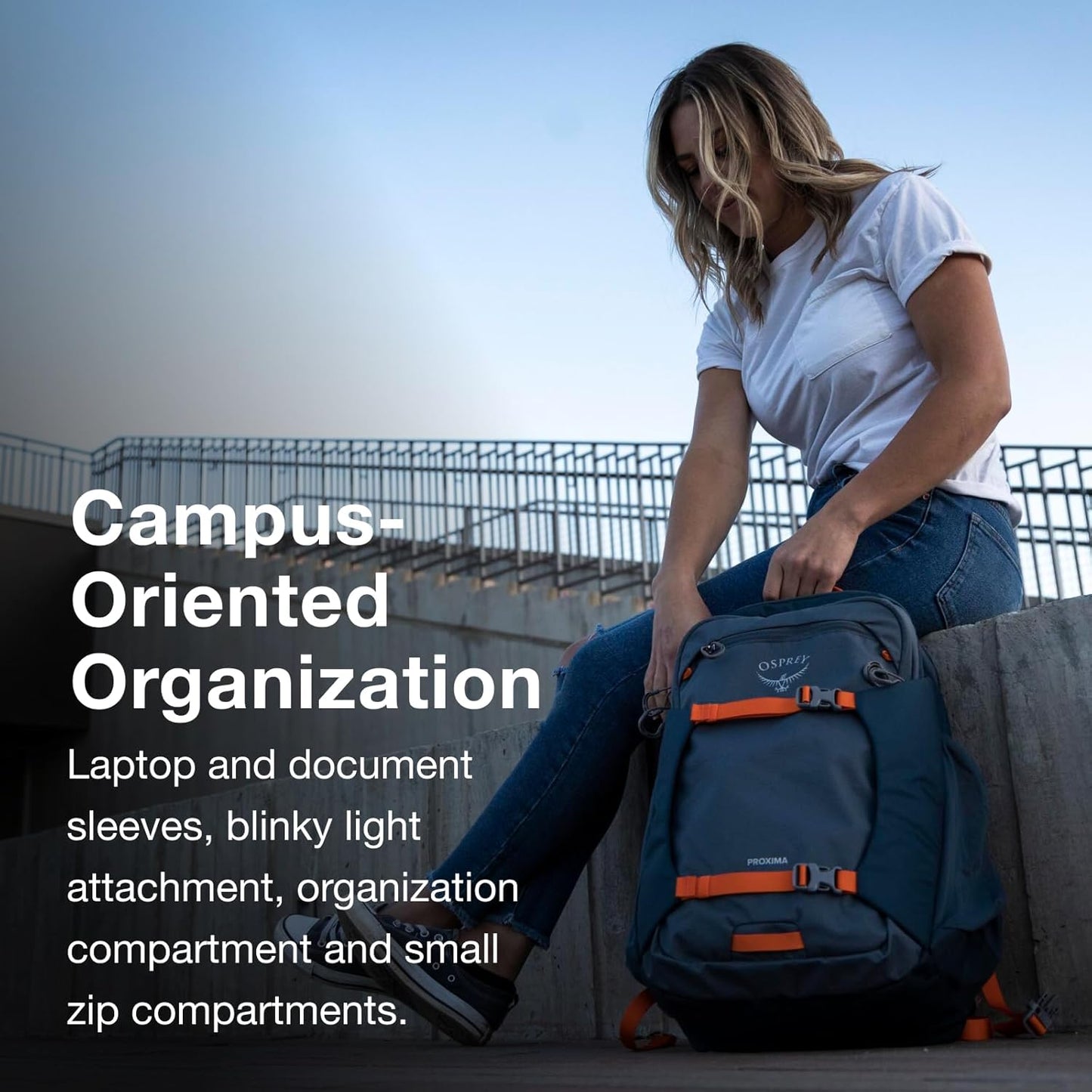 Osprey Proxima Laptop Backpack – Organized Everyday Pack with Dedicated Tech Storage, Water Bottle Pockets, and Comfortable Carry – Perfect for School, Commuting, and Travel, Night Shift Blue