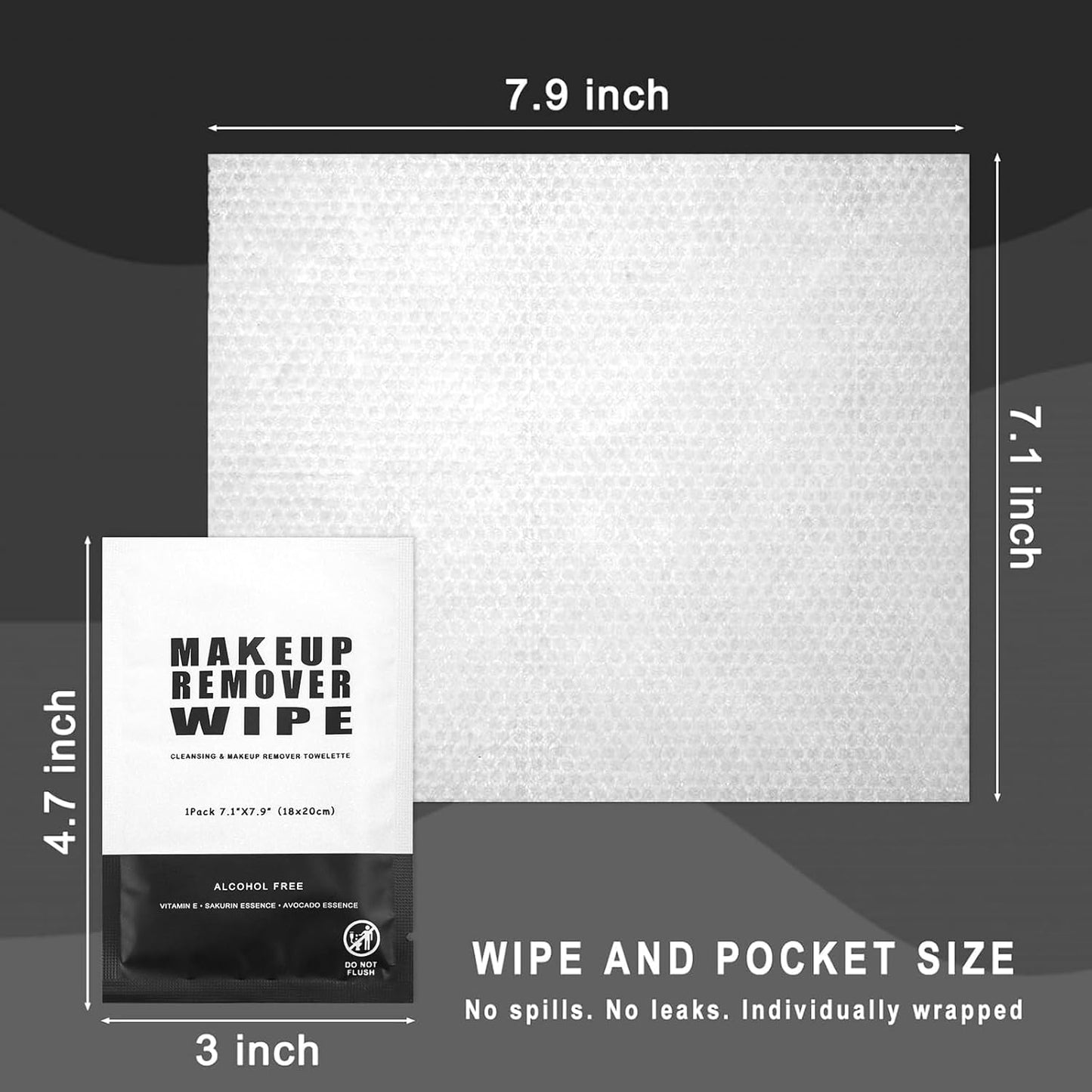 50 pcs Makeup Remover Wipes Bulk Individually Wrapped Makeup Wipes Single Makeup Remover Cloth Facial Cleansing Pads for Mascara Lipstick Oil Dirt Face Skin Travel Hotel (Black)