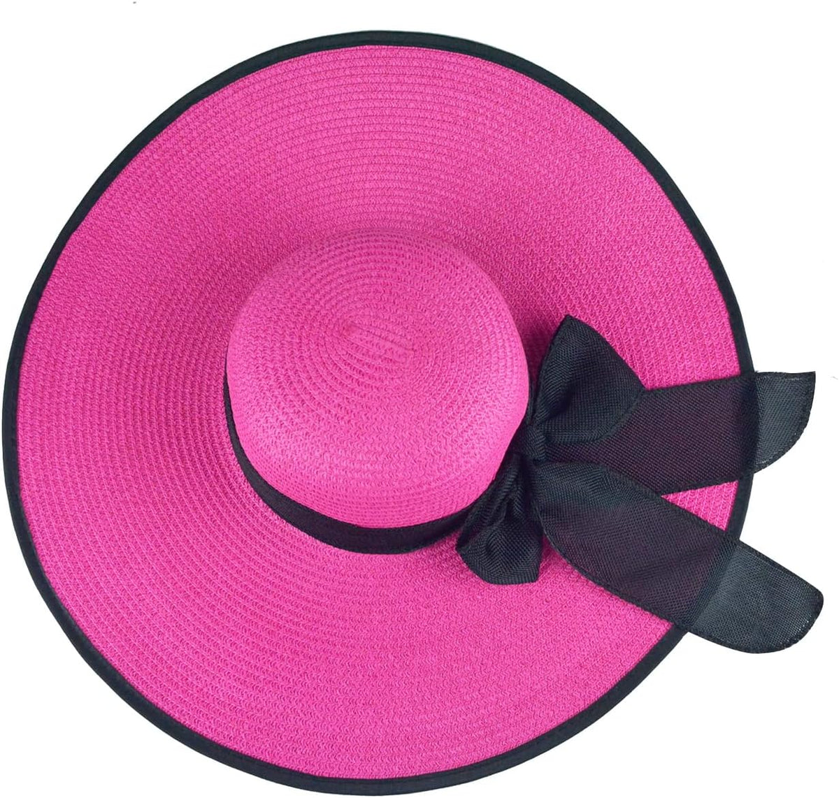 DRESHOW Beach Hats for Women Big Straw Wide Brim Summer Hat Floppy Foldable Roll up Cap Sun Hat UPF 50+
