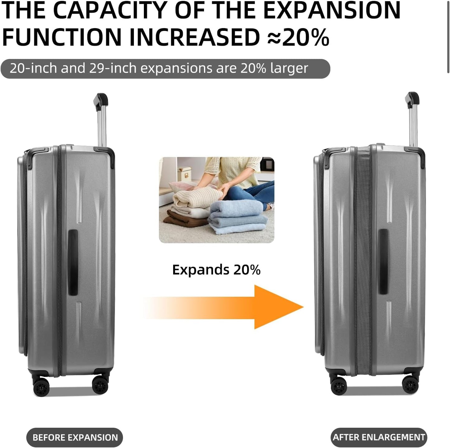 Premium Carry On Luggage, 20Inch&29 Inch Top Opening Airline Approved ABS+PC Hard Shell Suitcases with Silent Wheels, TSA Lock,Front Pocket and Wet-dry Separated Six-piece Set