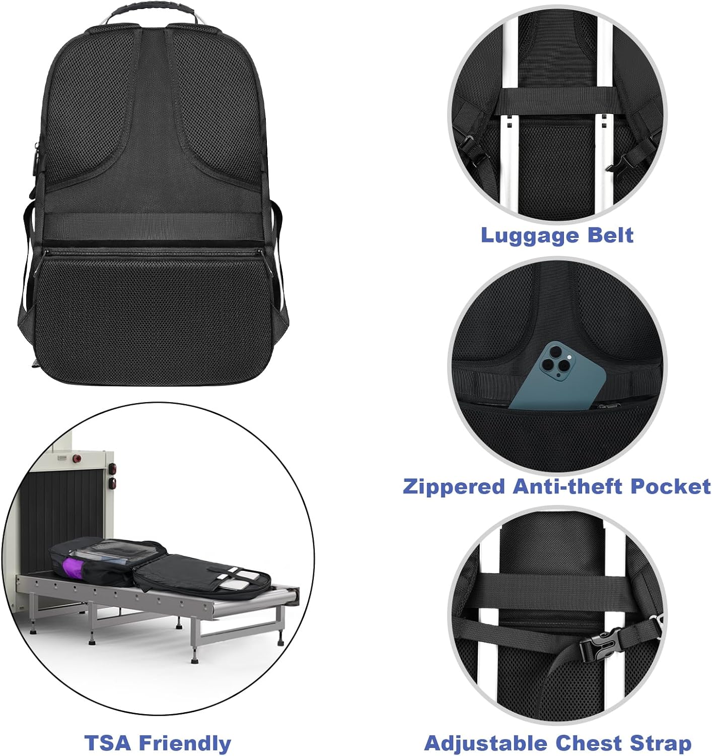 Z-MGKISS 52L Travel Backpack for Women, Large Waterproof Anti-Theft Backpack 17.3 Inch with USB Port, TSA-Approved Daypack, Gifts for Women Teacher Business College, Purple