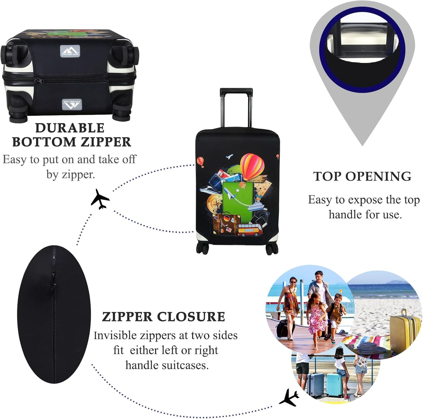 Explore Land Luggage Cover Suitcase Protector Fits 27-30 Inch Case (Travel, L)