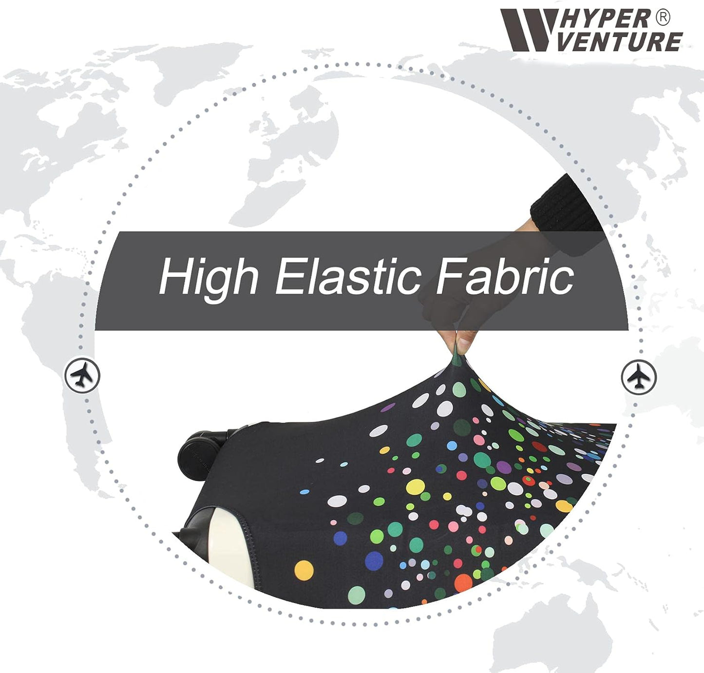 HYPER VENTURE Washable Luggage Cover - Fashion Suitcase Protector Fits 31-32 Inch Luggage (Color Dots, XL)