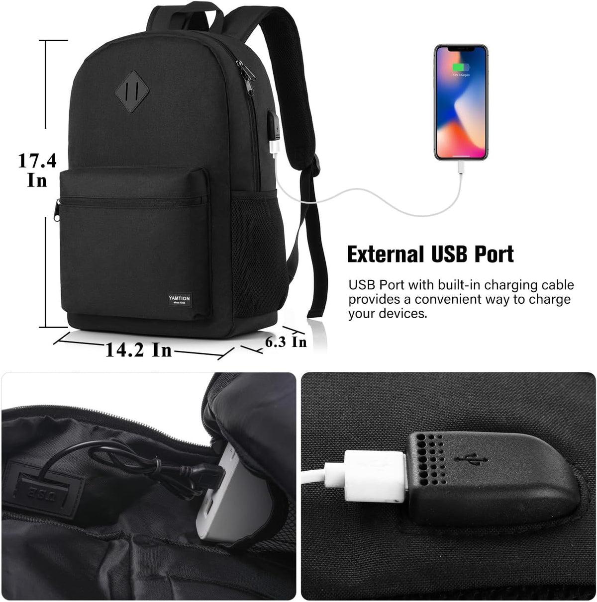 School Backpack 3PCS Sets for Teens Lightweight Bookbag with Lunch Bag Pencil Case for Middle School High School College