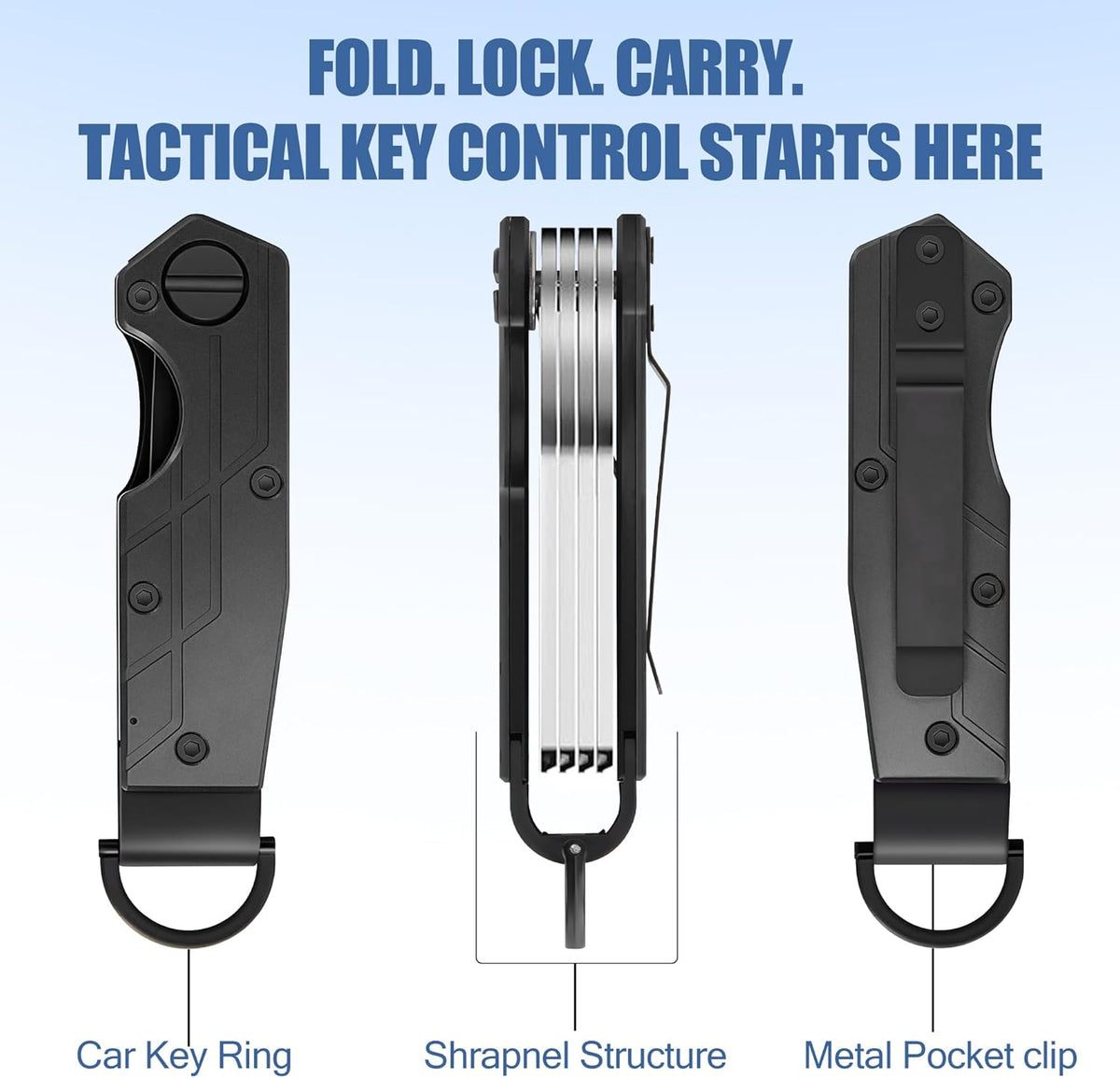Key Organizer for Men Compact Key Holder Minimalist Key Case Metal Key Chain Key Holder for Keychain Secures 2-5 Keys