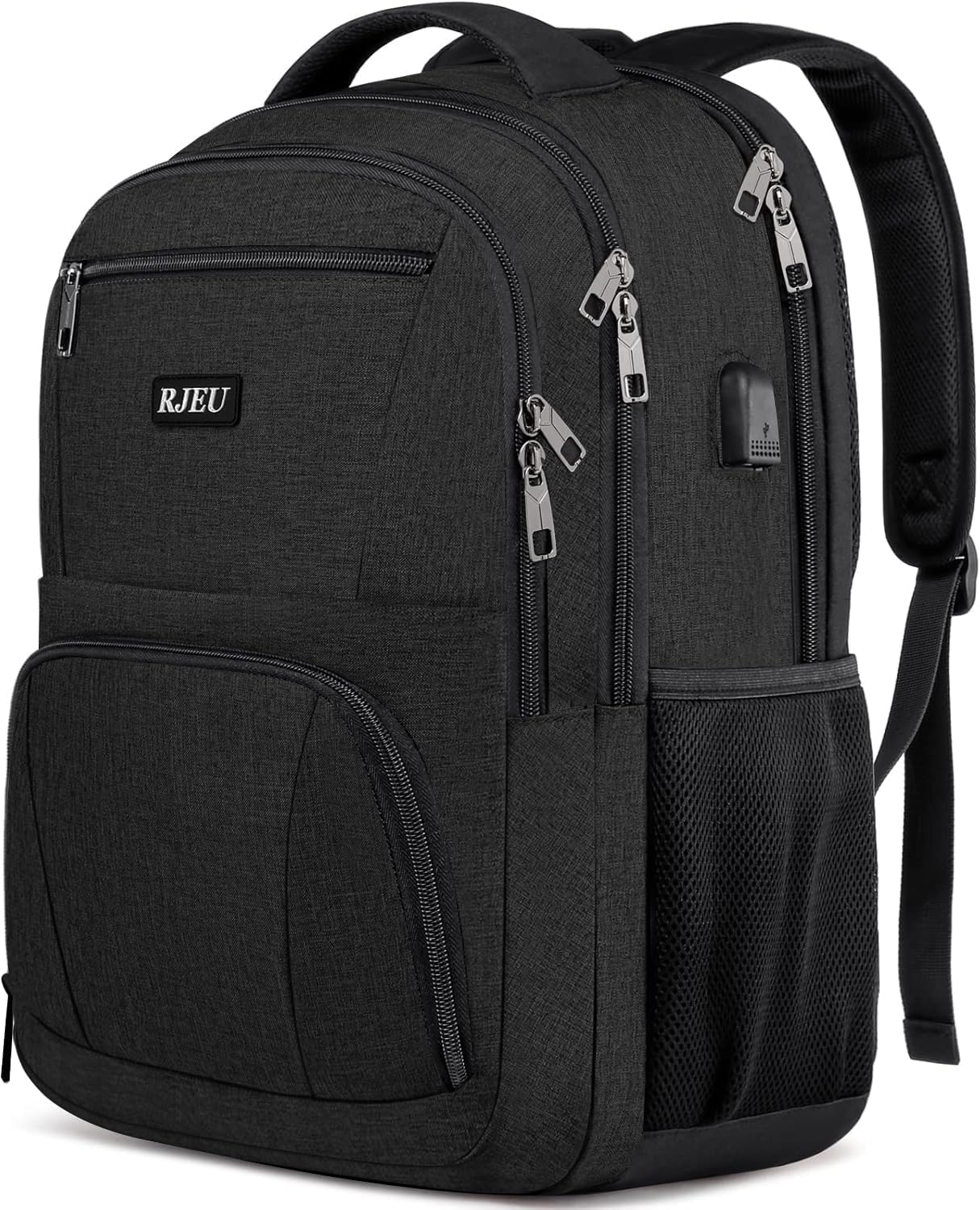 School Backpack for Teen Boys,15.6 Inch Anti Theft Laptop Bookbag with USB Charging Port, Water Resistant College, High School, Ergonomic Straps, Multiple Compartments, Men, Black