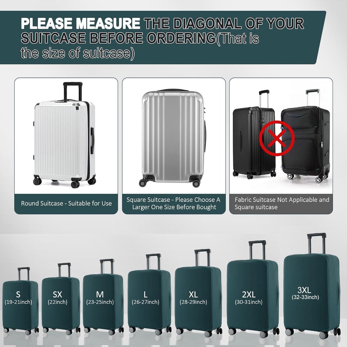Travel Luggage Cover Suitcase Protector Scratch-Resistant Fit 19-31 Inch Suitcase, Not Included Suitcase (Avocado Green, SX(22-23 inch))