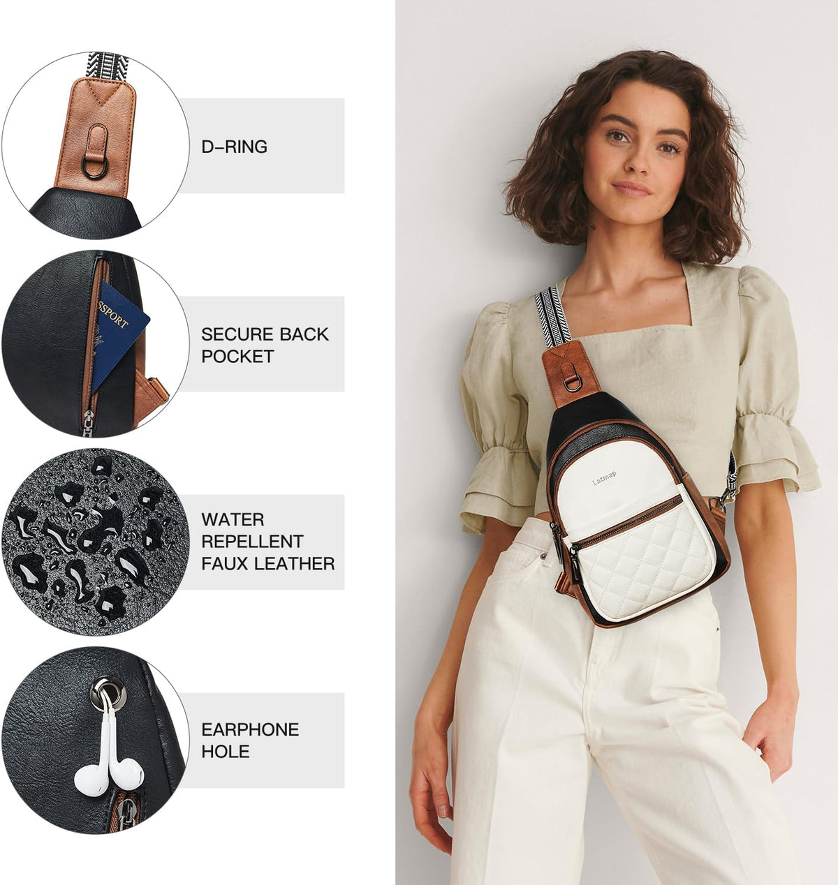 Sling Bag For Women Fanny Pack Crossbody Travel Shoulder Belt Bags Tote Backpack Purse Faux Leather