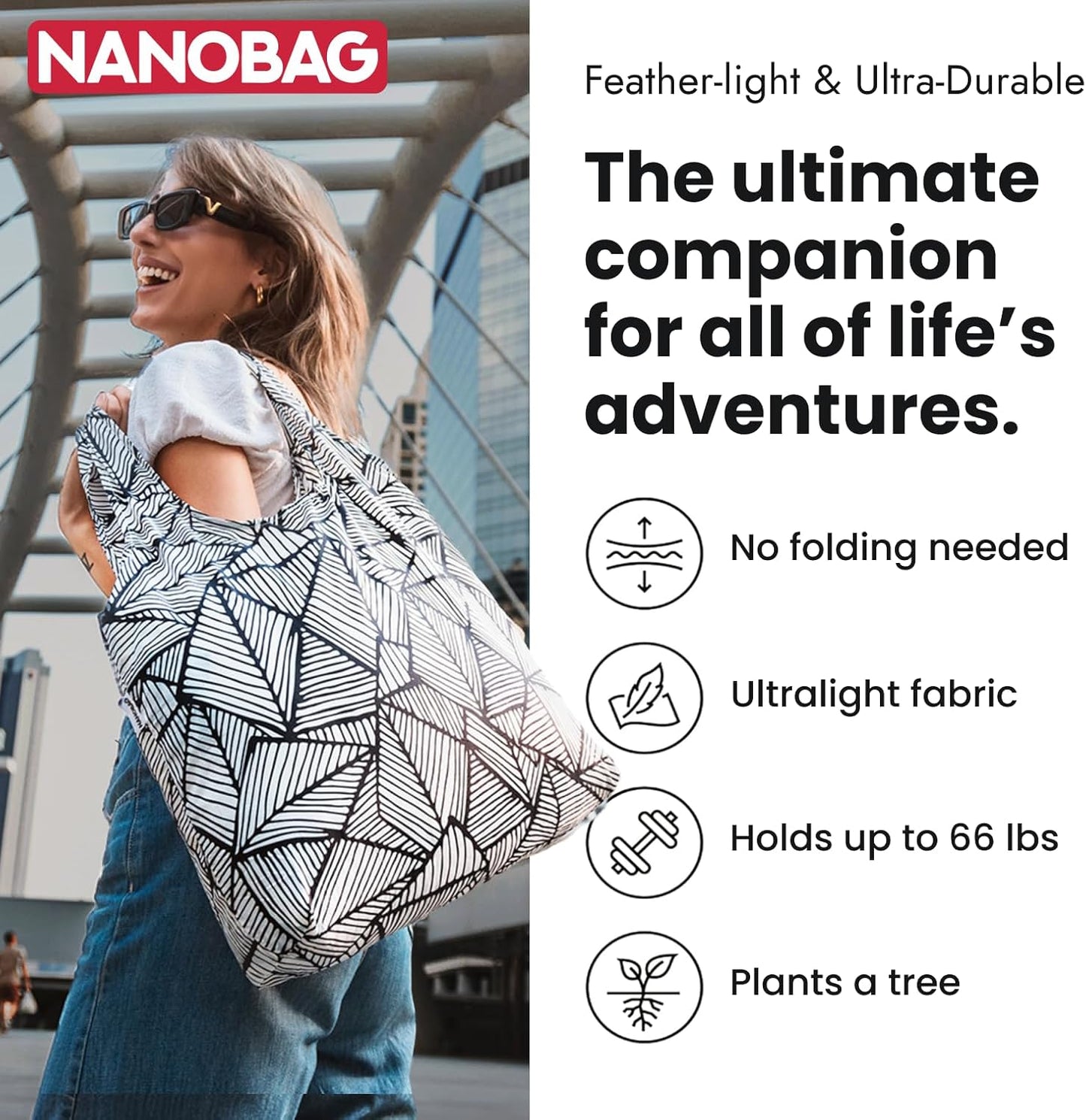 Nanobag Ultra-Lightweight Foldable Tote for Women & Men, Reusable Grocery & Travel Bag, Packable Collapsible Compact Market Essential (Standard Neon Flowers)