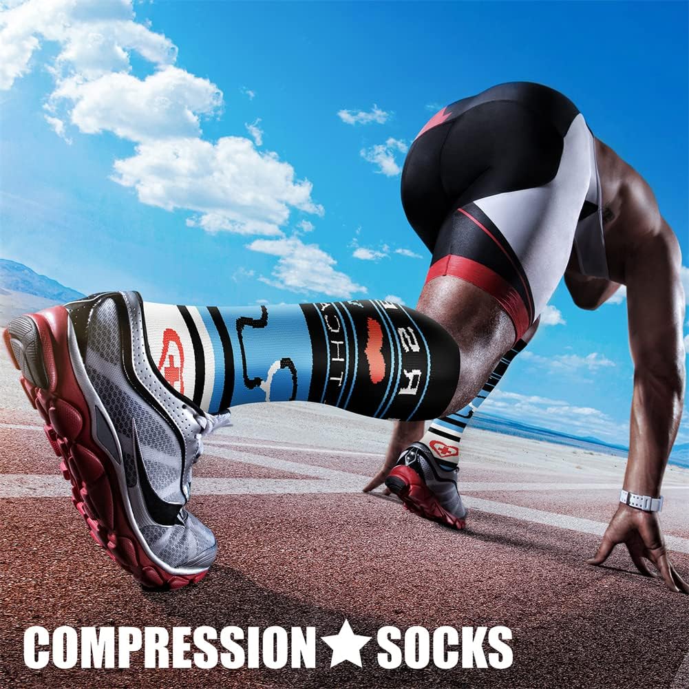 CHARMKING Compression Socks for Women & Men Circulation (3 Pairs) 15-20 mmHg is Best Support for Athletic Running Cycling