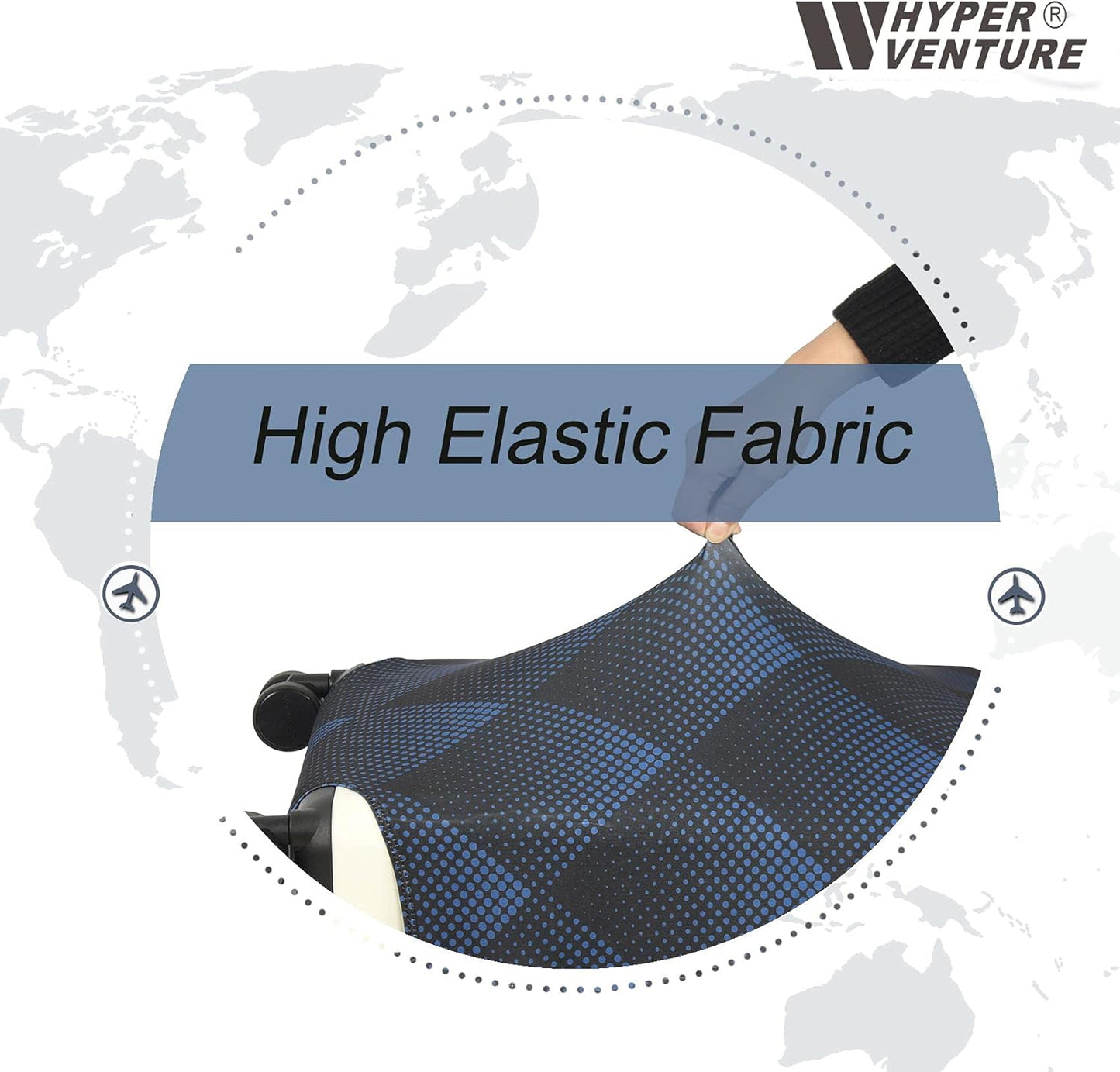 HYPER VENTURE Washable Luggage Cover - Fashion Suitcase Protector Fits 23-26 Inch Luggage (Blue Cube, M)