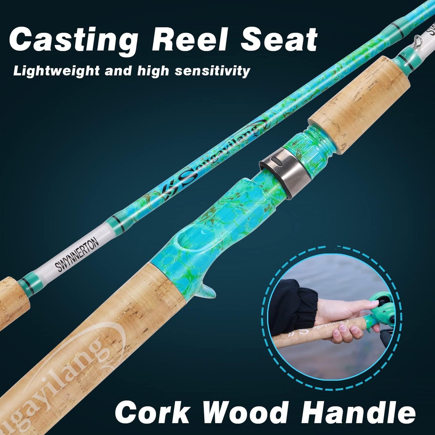 Sougayilang Fishing Rod and Reel Combo, 2-Piece 5-Foot 6-Inch Graphite & Fiberglass Rod, Durable and Strong, Quickset Anti-Reverse Fishing Reel (1Pack/2Pack)