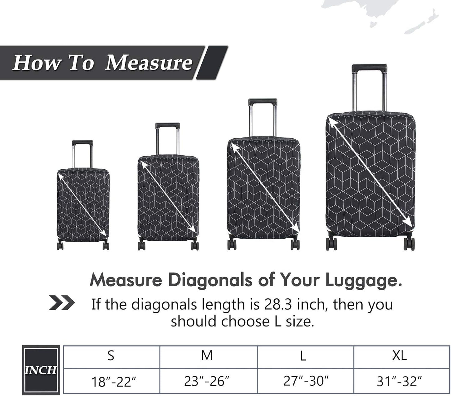 HYPER VENTURE Washable Luggage Cover - Fashion Suitcase Protector Fits 23-26 Inch Luggage (Black Maze, M)