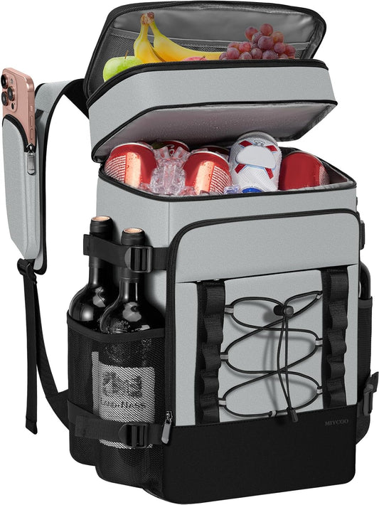 MIYCOO Cooler Backpack - 40 Cans Insulated Backpack Cooler for Men & Women, Portable 2 Leak Proof Compartments Coolers Bag for Beach Travel Picnic Lunch Hiking BBQ Camping
