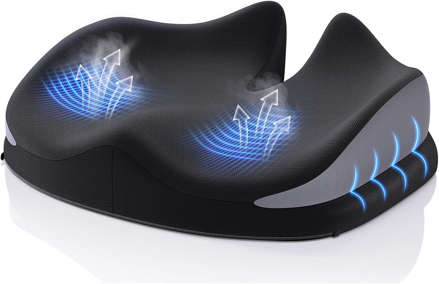 Benazcap Large Seat Cushion for Office Chair Memory Foam Coccyx Pain Relief Cushion Pillow for Back Support Non-Slip Seat Pad for Office Desk, Car Seat, Wheelchair, Sciatica