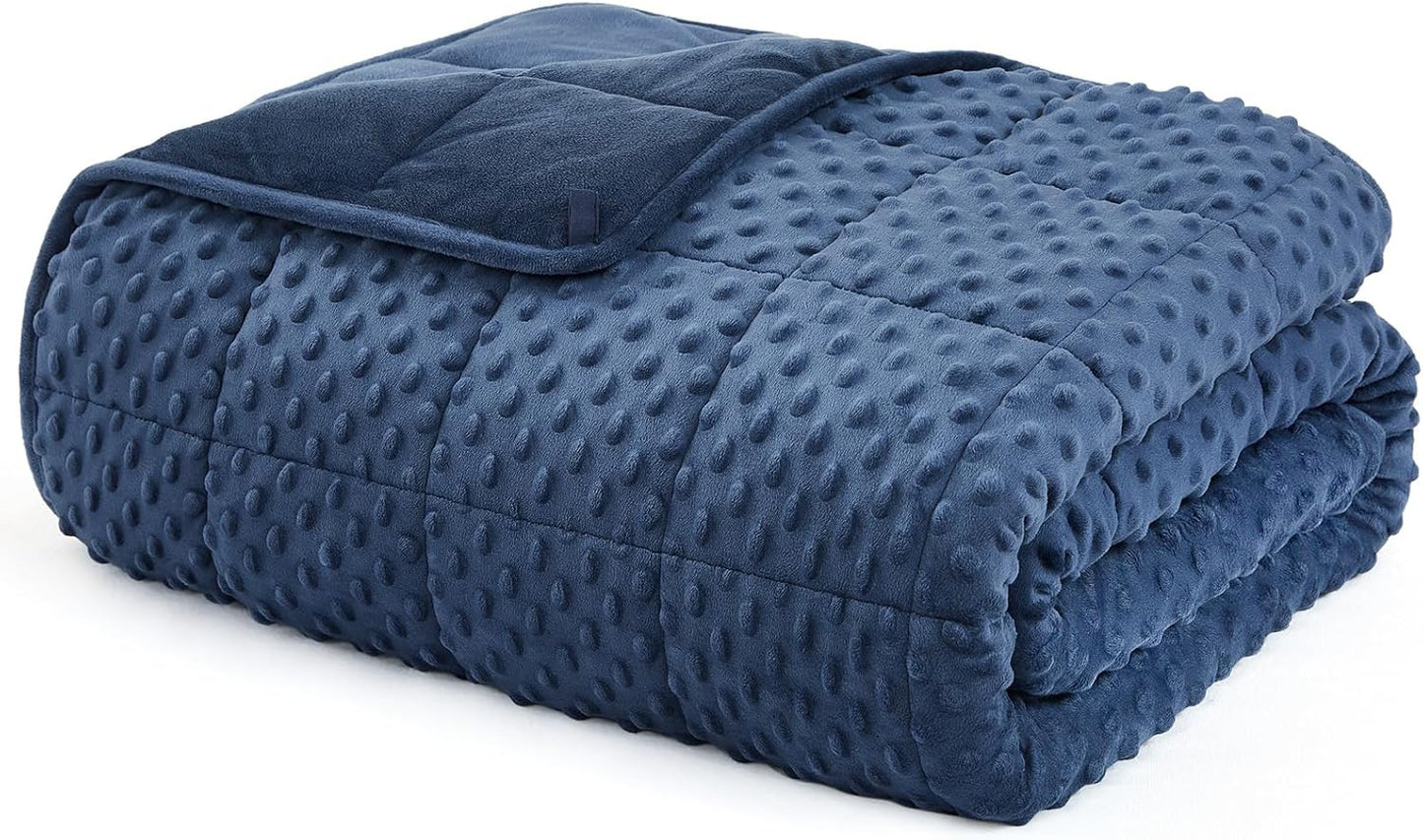 L'AGRATY Weighted Blanket for Adult - 48"x72" 20lbs Minky Dots Heavy Blanket with Glass Beads: Soft Breathable for All-Season Summer Fall Winter Thick Comfort for Sleeping