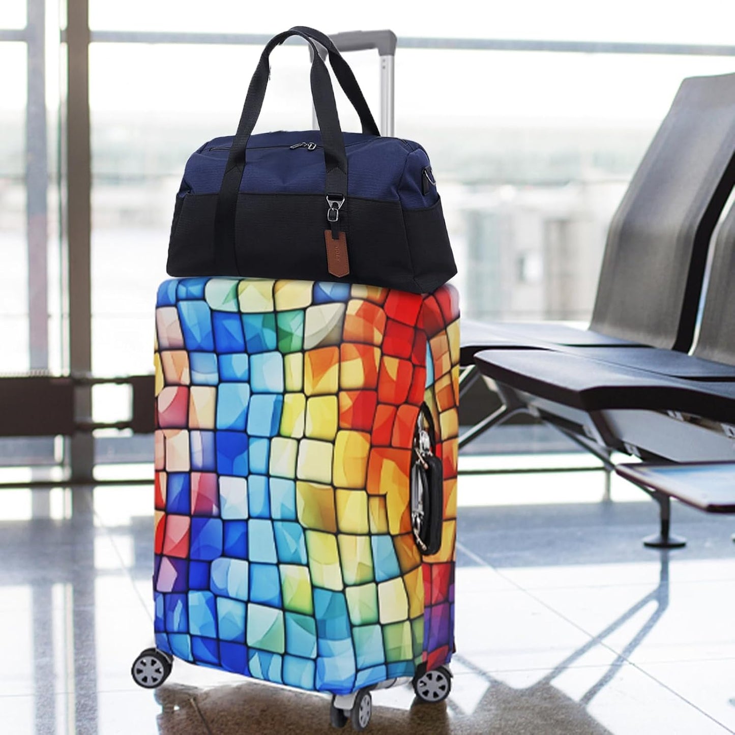 MosaiRudo Travel Luggage Covers For Suitcase Tsa Approved,Suitcase Cover Protector Fit 18-32 Inch Luggage Travel Accessories (T2502, M)